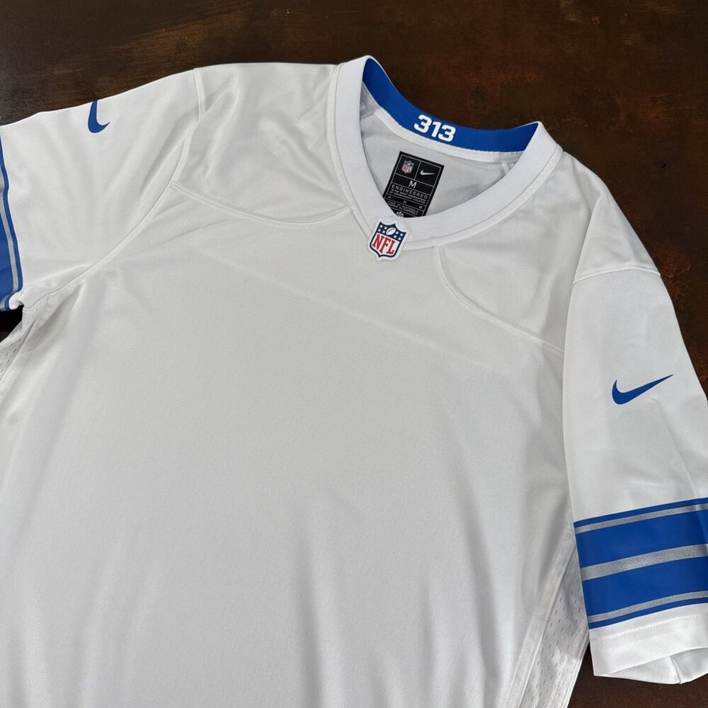Detroit Lions Blank Football Jersey Mens Medium White Blue NFL Nike 313 Practice